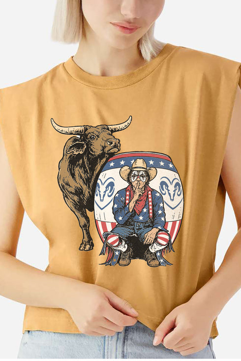 American Rodeo Clown Women's Garment-Dyed Heavyweight Muscle Tee