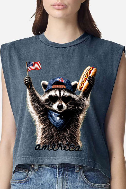 America's Backyard BBQ Bandit Women's Garment-Dyed Heavyweight Muscle Tee