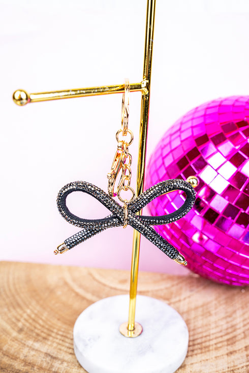 Sparkling Hematite Bow Keychain