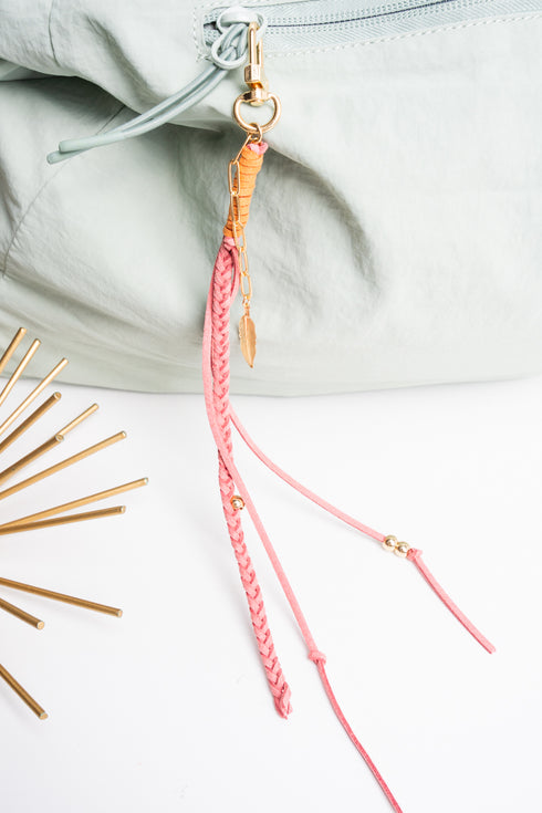 Pink Flights of Fancy Faux Suede Bag Charm