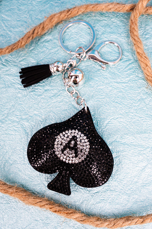 The Last Draw Crystal Silvertone Keychain