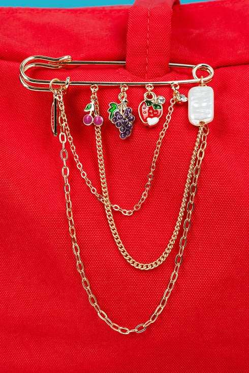Fruit Basket Finds Goldtone Safety Pin Bag Charm