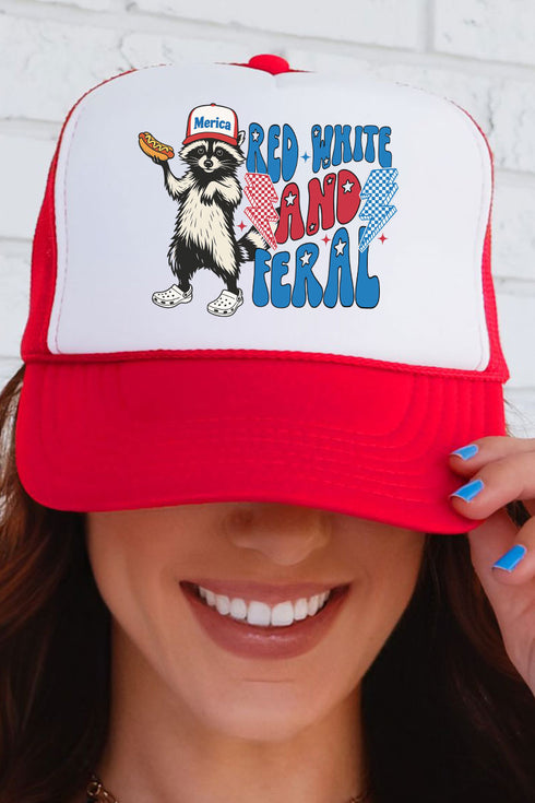 Red, White, And Feral Otto Red with White Foam Front Trucker Hat