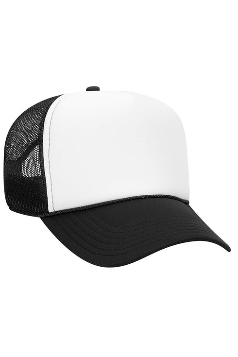 OTTO Black with White Foam Front Mid Profile Trucker Hat