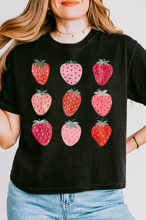 Berry Best Strawberries Comfort Colors Women's Heavyweight Boxy Tee