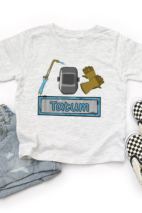 Toddler Personalized Blue Mini Metal Maker Fine Jersey Tee *Personalize Your Name