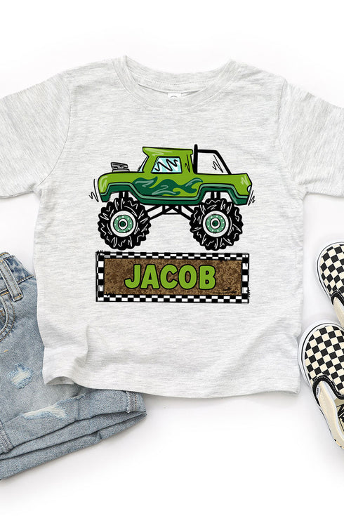 Toddler Personalized Monster Truck Mash Fine Jersey Tee *Personalize Your Name