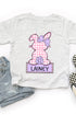 Toddler Personalized Pink Gingham Bunny Fine Jersey Tee *Personalize Your Name