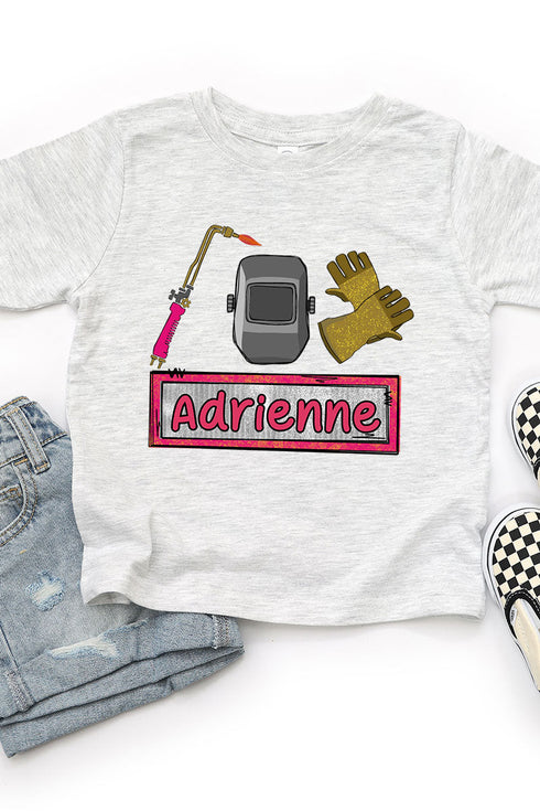Toddler Personalized Pink Mini Metal Maker Fine Jersey Tee *Personalize Your Name
