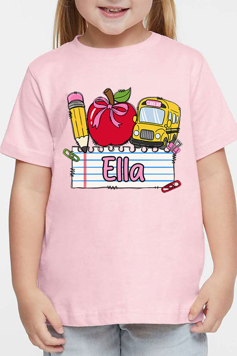 Toddler Personalized Back-to-School Name Tag Girl Fine Jersey Tee *Enter Kid's Name