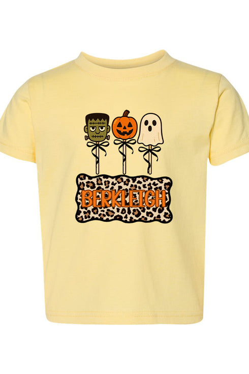 Toddler Personalized Leopard Halloween Pop Fine Jersey Tee *Personalize Your Name