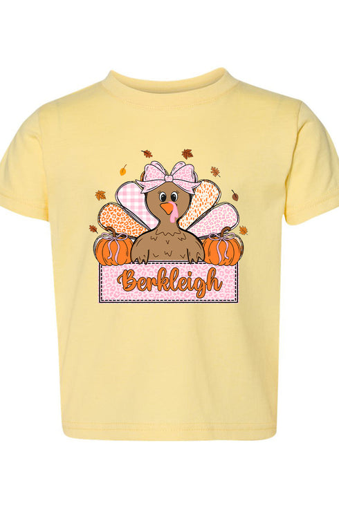 Toddler Personalized Leopard Turkey Tails Fine Jersey Tee *Personalize Your Name
