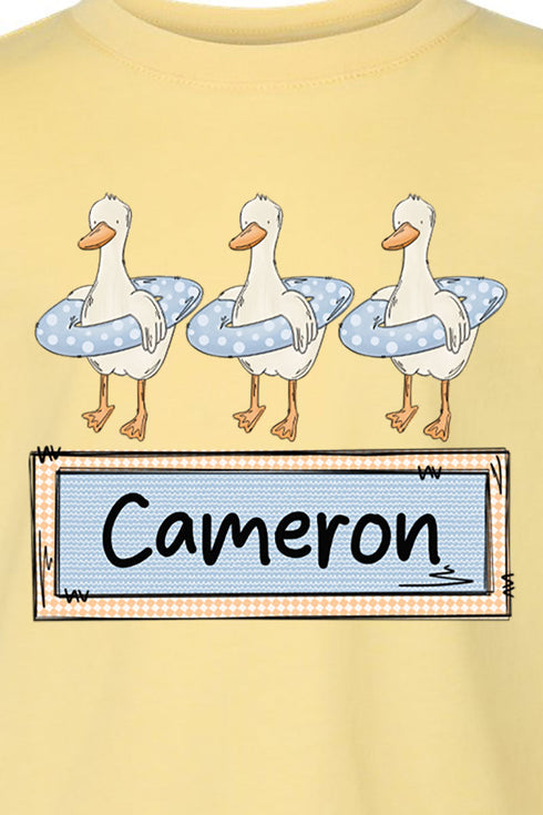 Toddler Personalized Blue Summer Geese Fine Jersey Tee *Personalize Your Name