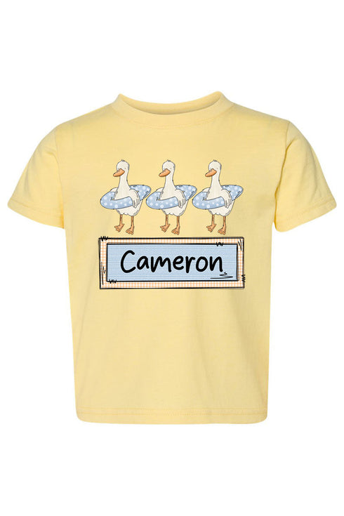 Toddler Personalized Blue Summer Geese Fine Jersey Tee *Personalize Your Name