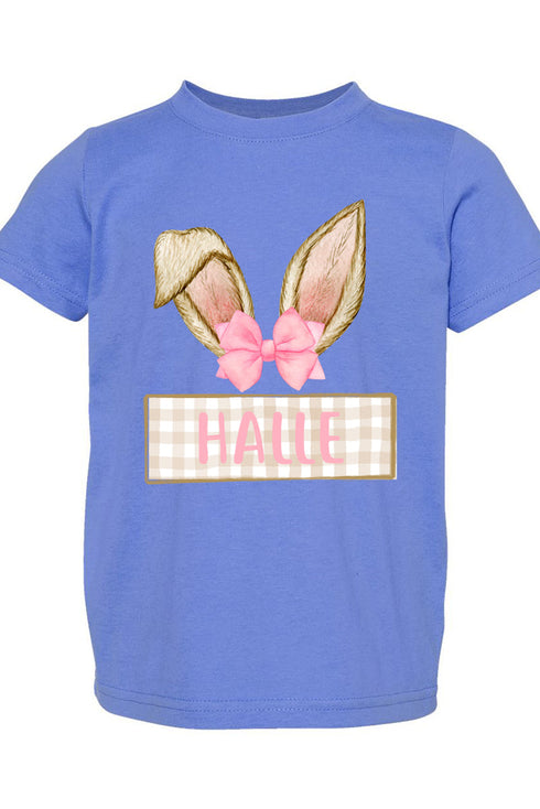 Toddler Personalized Pink Coquette Bunny Ears Fine Jersey Tee *Personalize Your Name