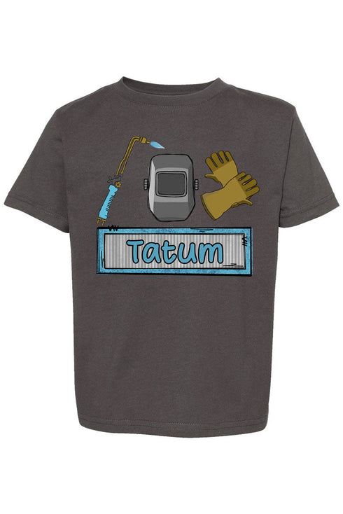 Toddler Personalized Blue Mini Metal Maker Fine Jersey Tee *Personalize Your Name