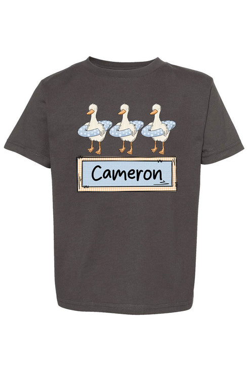 Toddler Personalized Blue Summer Geese Fine Jersey Tee *Personalize Your Name