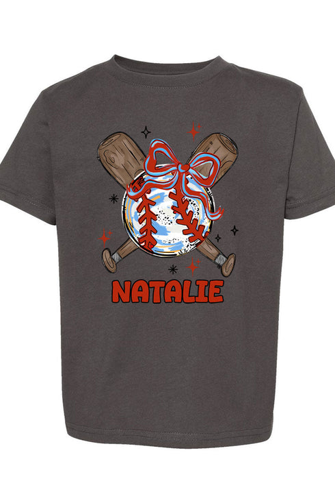 Toddler Personalized Coquette Home Run Hitter Fine Jersey Tee *Personalize Your Name