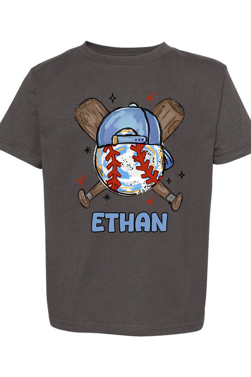 Toddler Personalized Hat Back Home Run Hitter Fine Jersey Tee *Personalize Your Name