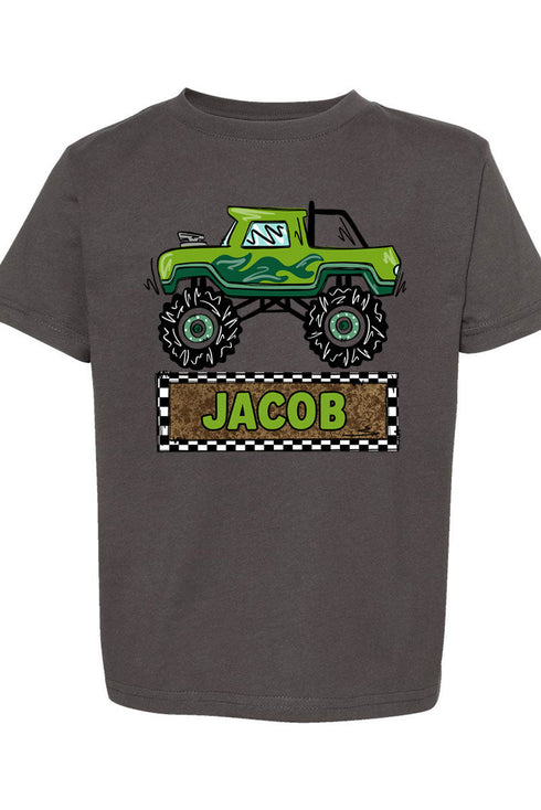 Toddler Personalized Monster Truck Mash Fine Jersey Tee *Personalize Your Name