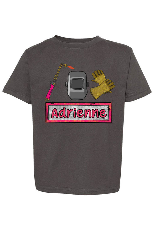 Toddler Personalized Pink Mini Metal Maker Fine Jersey Tee *Personalize Your Name