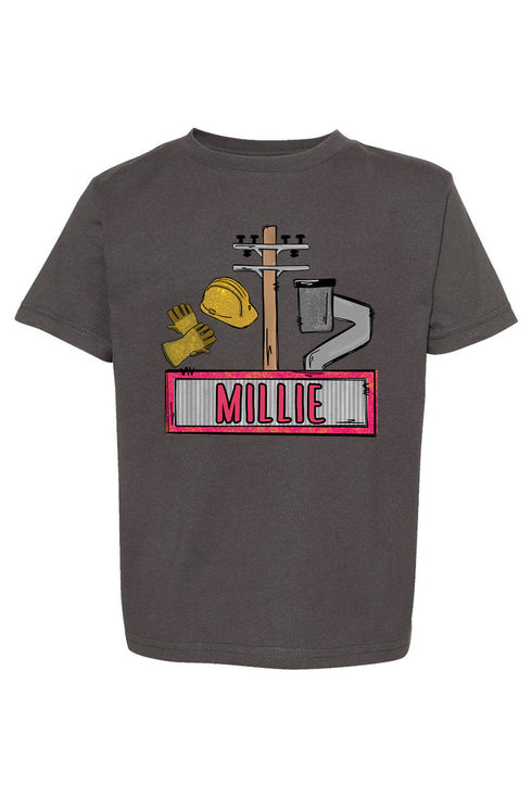 Toddler Personalized Pink Power Crew Kid Fine Jersey Tee *Personalize Your Name