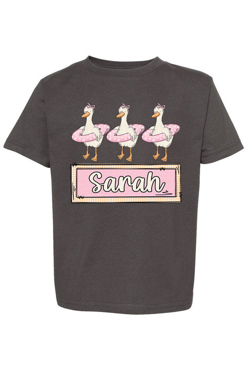 Toddler Personalized Pink Summer Geese Fine Jersey Tee *Personalize Your Name