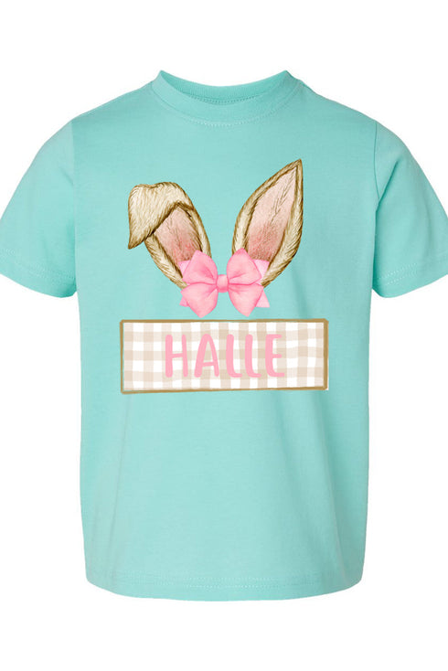 Toddler Personalized Pink Coquette Bunny Ears Fine Jersey Tee *Personalize Your Name