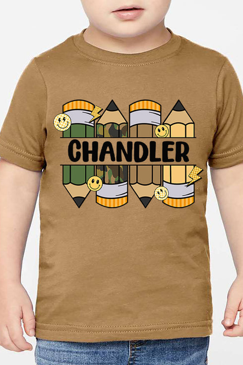 Toddler Personalized Camo Pencil Pack Fine Jersey Tee *Enter Kid's Name
