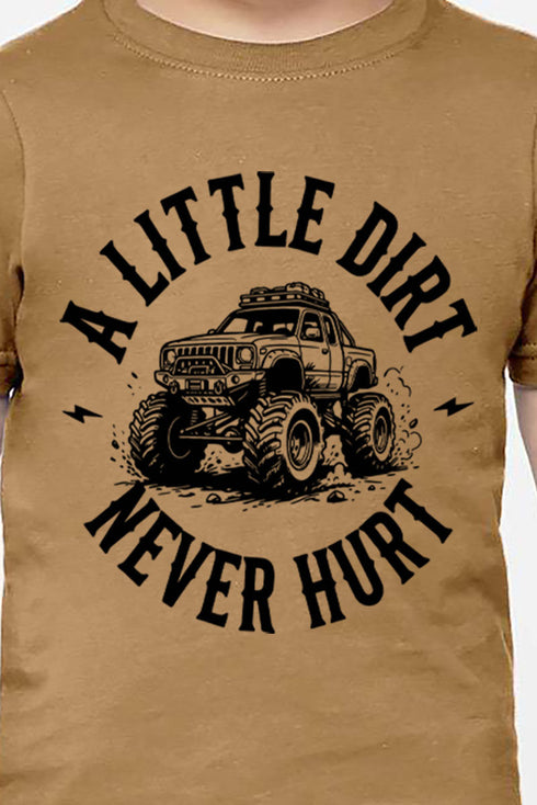 Toddler Monster Truck Little Dirt Never Hurt Fine Jersey Tee