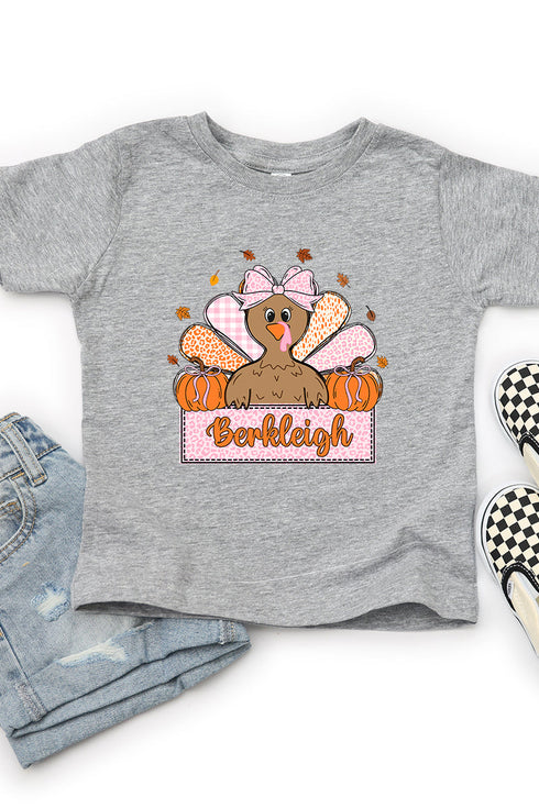 Toddler Personalized Leopard Turkey Tails Fine Jersey Tee *Personalize Your Name