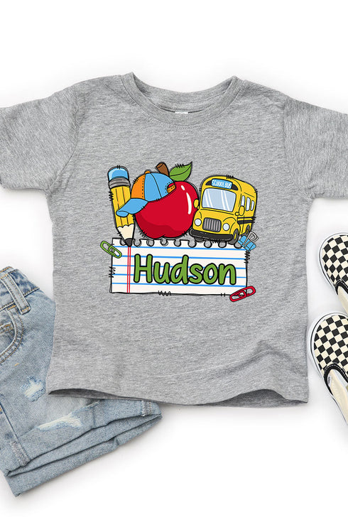 Toddler Personalized Back-to-School Name Tag Boy Fine Jersey Tee *Enter Kid's Name