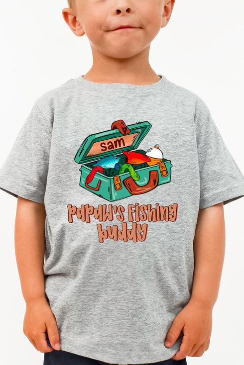 Toddler Personalized Pawpaw's Fishing Buddy Fine Jersey Tee *Personalize Your Name
