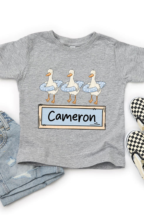 Toddler Personalized Blue Summer Geese Fine Jersey Tee *Personalize Your Name