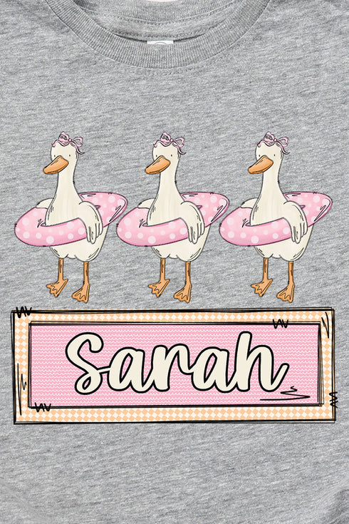 Toddler Personalized Pink Summer Geese Fine Jersey Tee *Personalize Your Name
