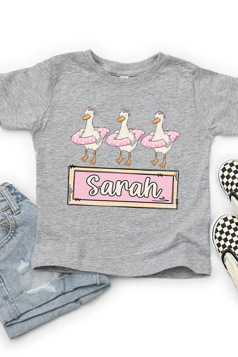 Toddler Personalized Pink Summer Geese Fine Jersey Tee *Personalize Your Name