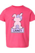 Toddler Personalized Pink Gingham Bunny Fine Jersey Tee *Personalize Your Name