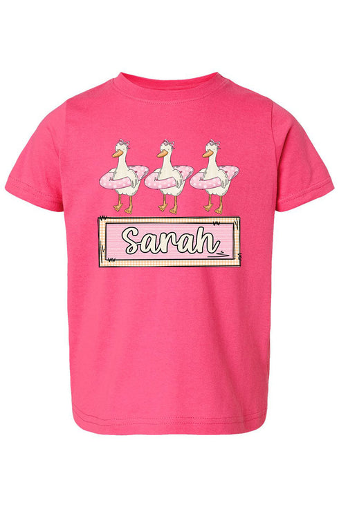 Toddler Personalized Pink Summer Geese Fine Jersey Tee *Personalize Your Name