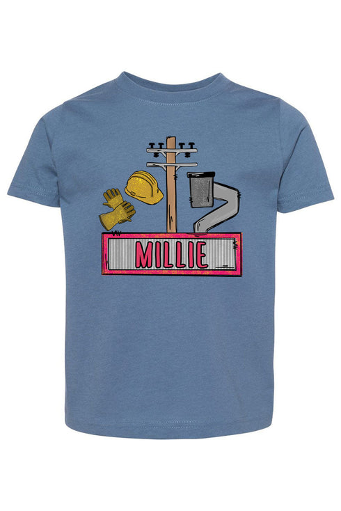 Toddler Personalized Pink Power Crew Kid Fine Jersey Tee *Personalize Your Name