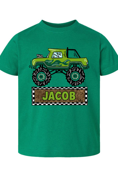 Toddler Personalized Monster Truck Mash Fine Jersey Tee *Personalize Your Name
