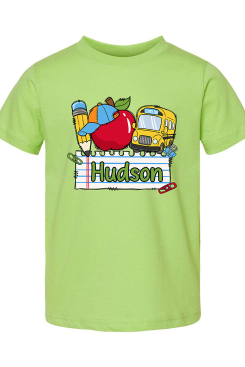 Toddler Personalized Back-to-School Name Tag Boy Fine Jersey Tee *Enter Kid's Name