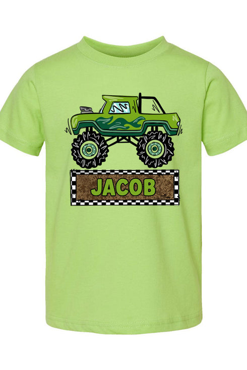 Toddler Personalized Monster Truck Mash Fine Jersey Tee *Personalize Your Name