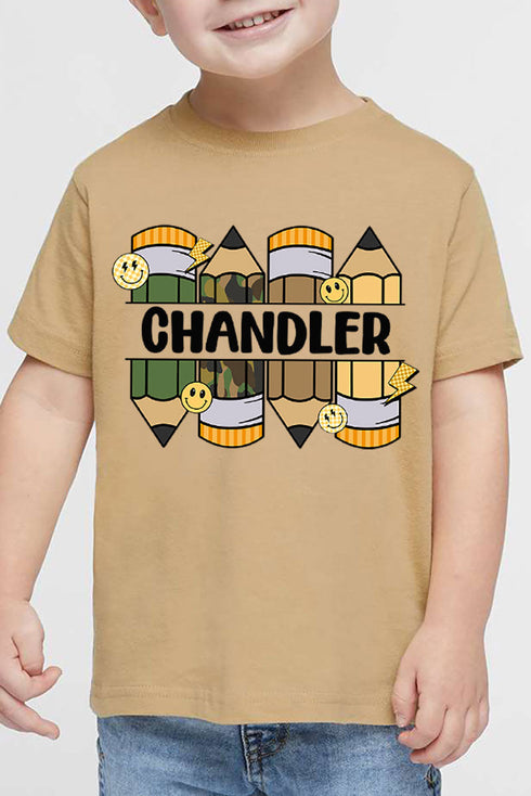 Toddler Personalized Camo Pencil Pack Fine Jersey Tee *Enter Kid's Name