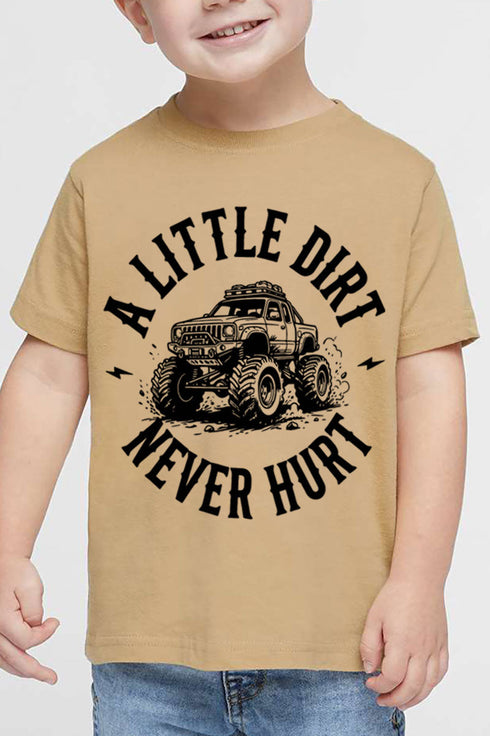 Toddler Monster Truck Little Dirt Never Hurt Fine Jersey Tee