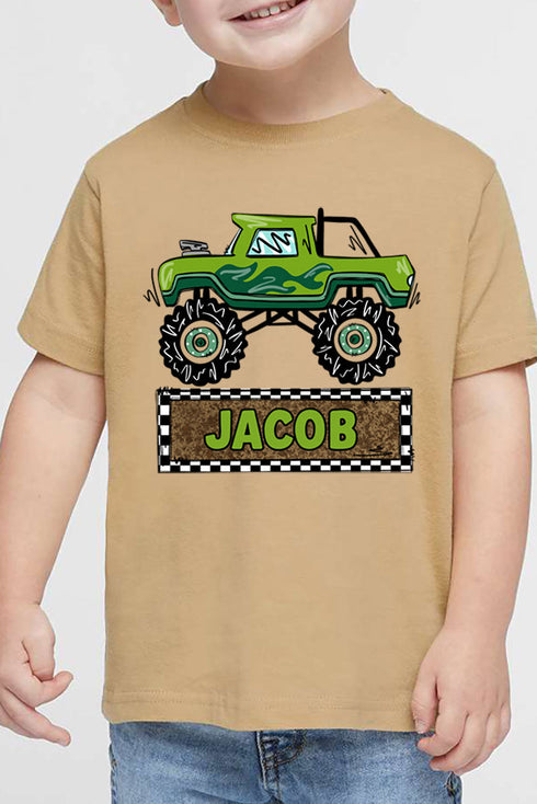 Toddler Personalized Monster Truck Mash Fine Jersey Tee *Personalize Your Name