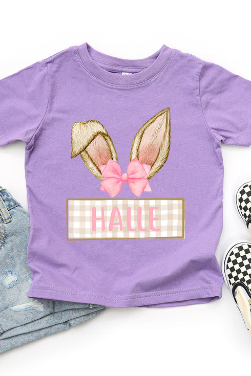 Toddler Personalized Pink Coquette Bunny Ears Fine Jersey Tee *Personalize Your Name