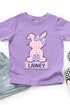 Toddler Personalized Pink Gingham Bunny Fine Jersey Tee *Personalize Your Name