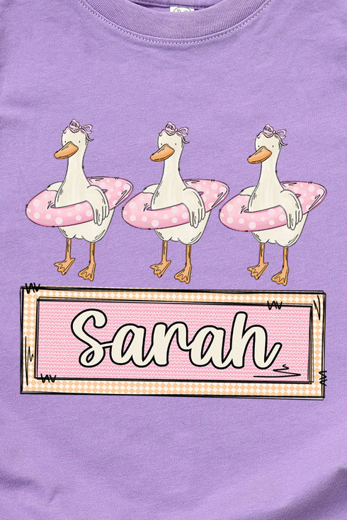 Toddler Personalized Pink Summer Geese Fine Jersey Tee *Personalize Your Name