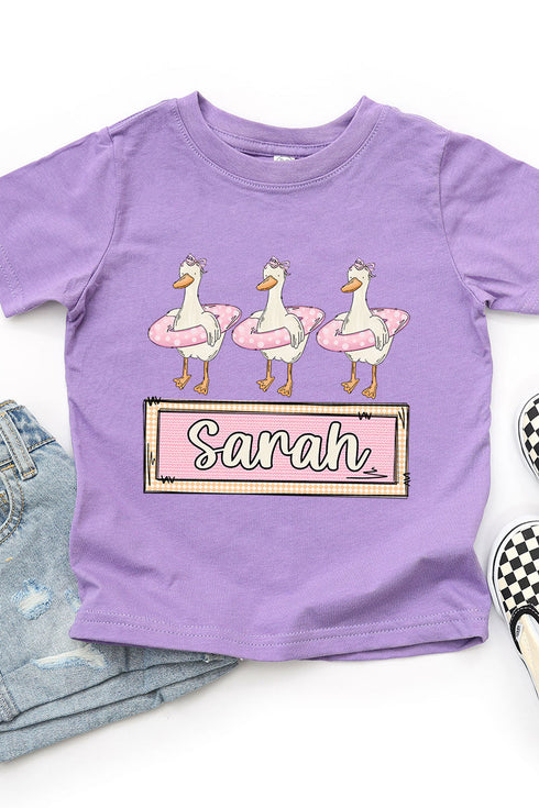 Toddler Personalized Pink Summer Geese Fine Jersey Tee *Personalize Your Name