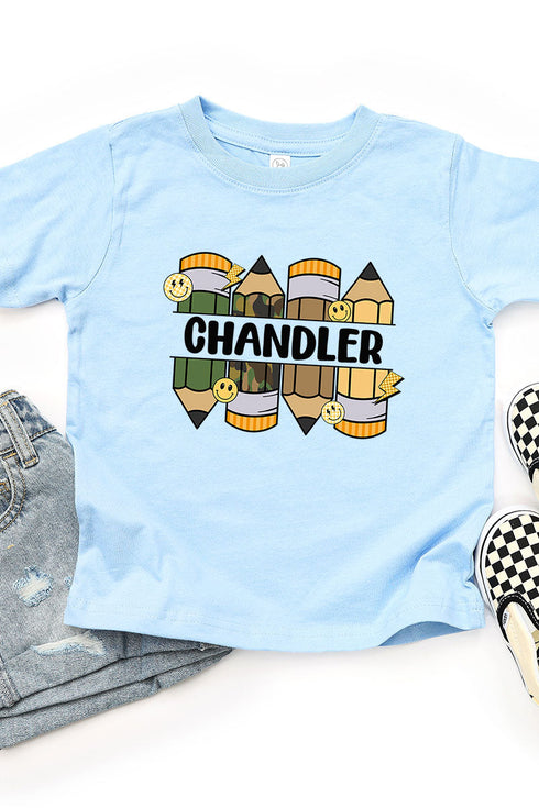 Toddler Personalized Camo Pencil Pack Fine Jersey Tee *Enter Kid's Name